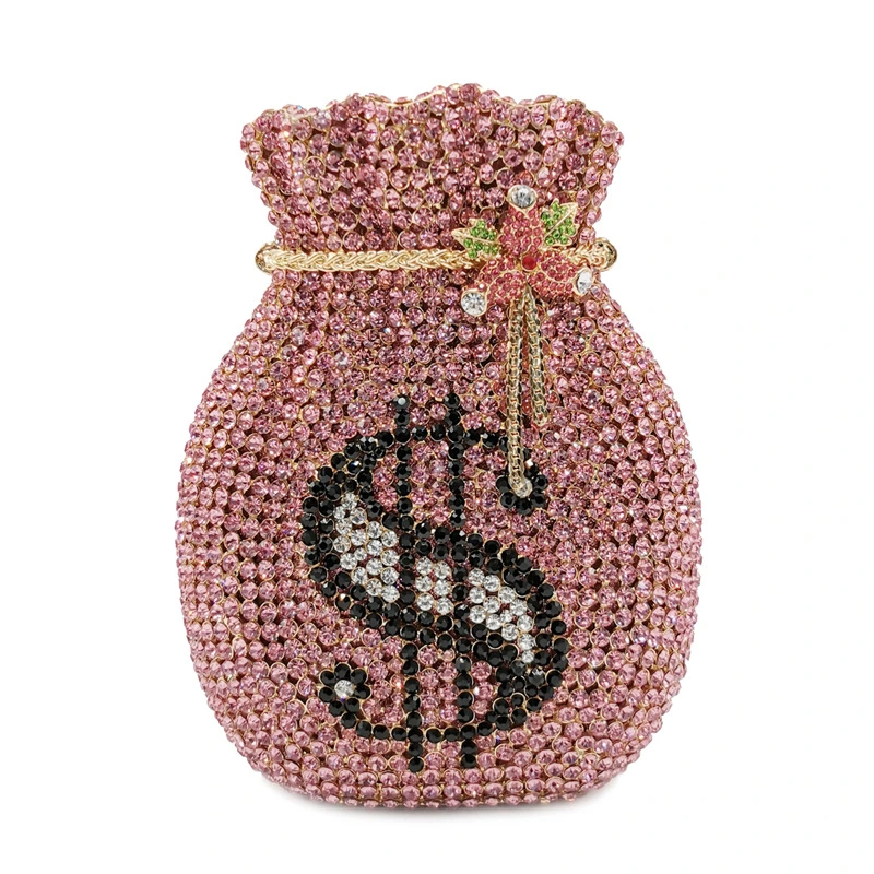 SHG187 Money Rhinestone Evening Bag