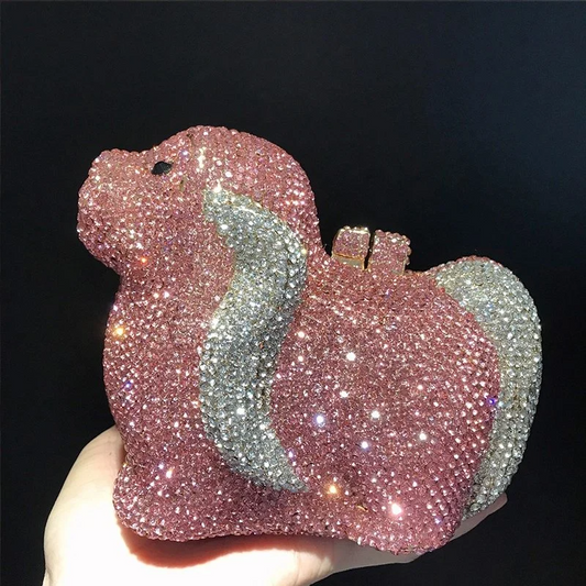 SHG063 Dog Shape Rhinestone Evening Bag