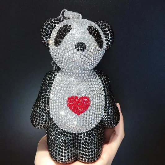 SHG069 Bear Shape Rhinestone Evening Bag