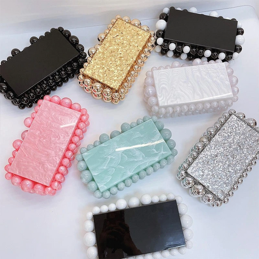 SHK0089 Acrylic Beads Clutch Crossbody Bag