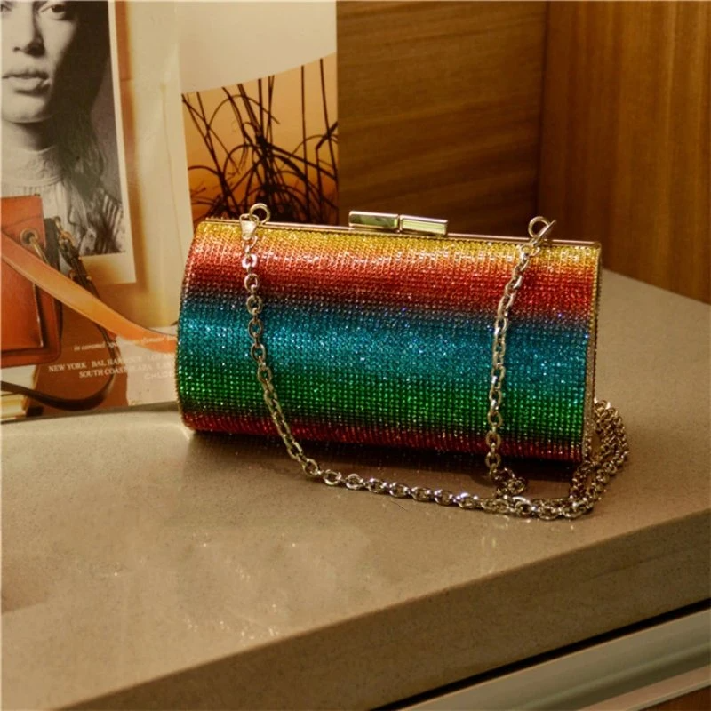 SHG078 Rainbow Rhinestone Evening Bag