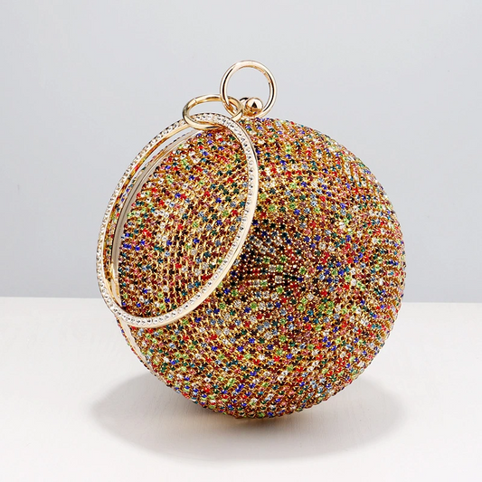 SHG252 Vintage Diamond-Encrusted Ladies Round Bag