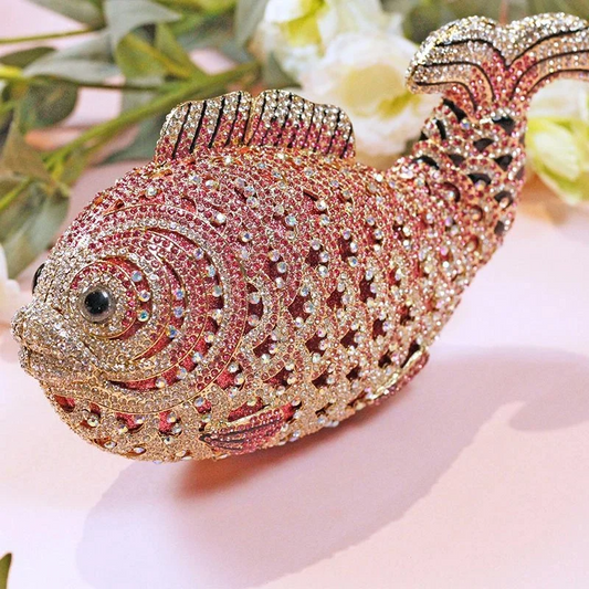 SHG068 Fish Shape Rhinestone Evening Bag