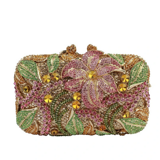 SHG180 Rhinestone Flower Evening Bag