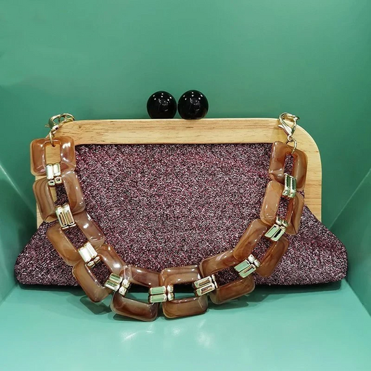 SHG147 Wooden Clutch Bag