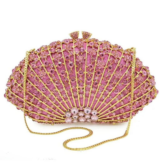 SHG030 Shell Shape Rhinestone Clutch Bag