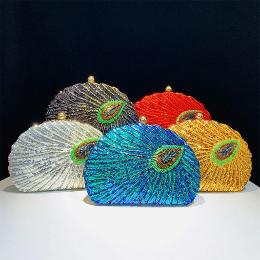 SHK0101 Shell Peacock Beaded Dinner Bag