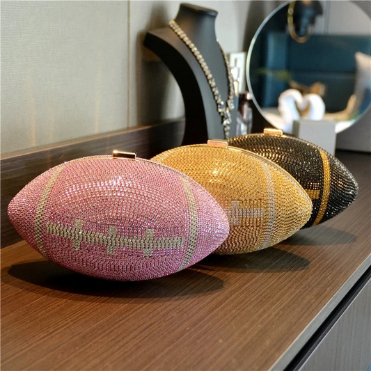 SHG033 Basketball Shaped Rhinestone Bag