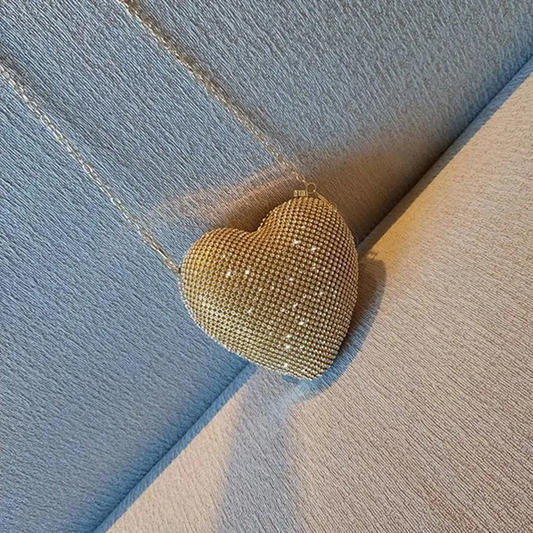 SHG056 Heart Shaped Glitter Clutch Handbag