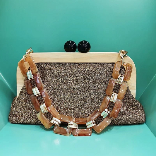 SHG147 Wooden Clutch Bag