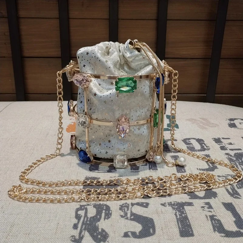 SHG156 Bucket Crystal Clutch Bag