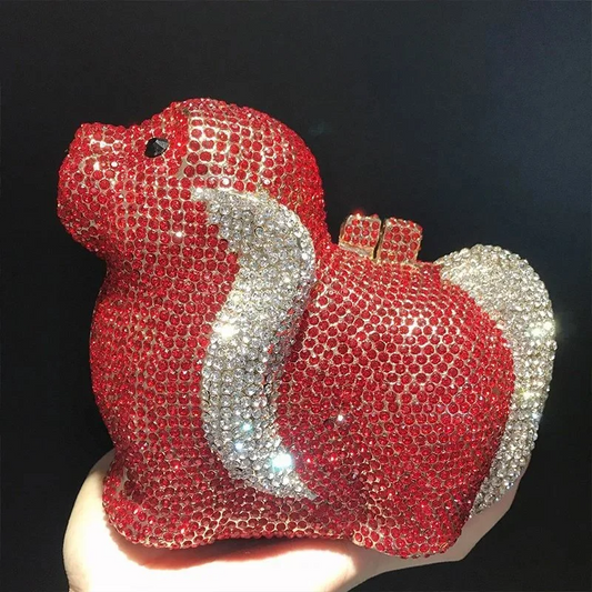 SHG063 Dog Shape Rhinestone Evening Bag
