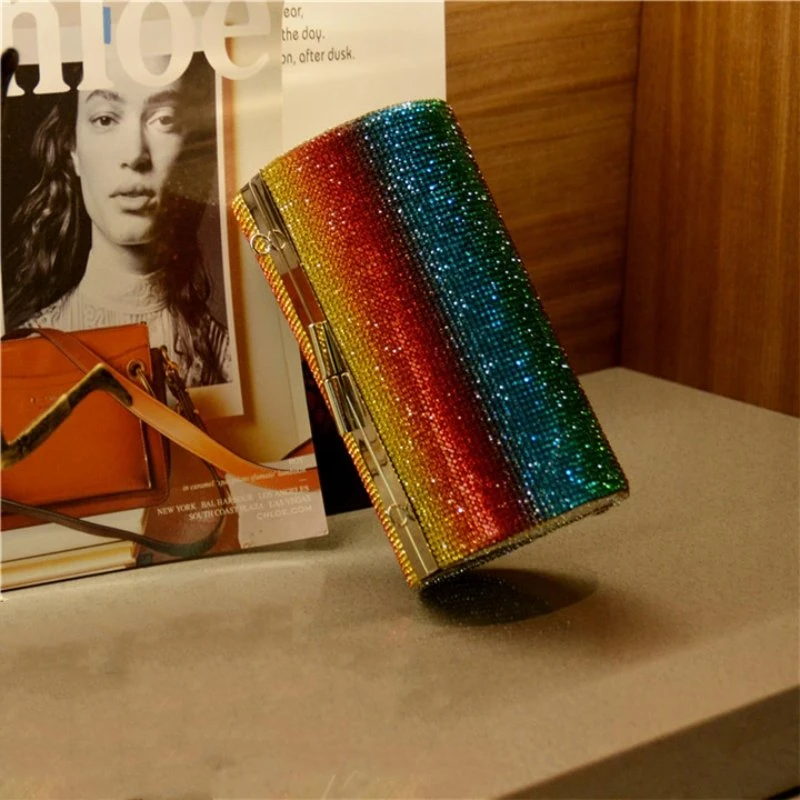 SHG078 Rainbow Rhinestone Evening Bag