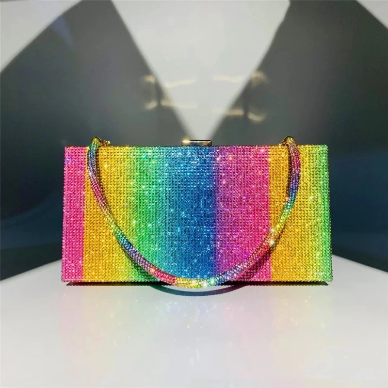 SHG236 Rainbow Diamond Clutch Bag