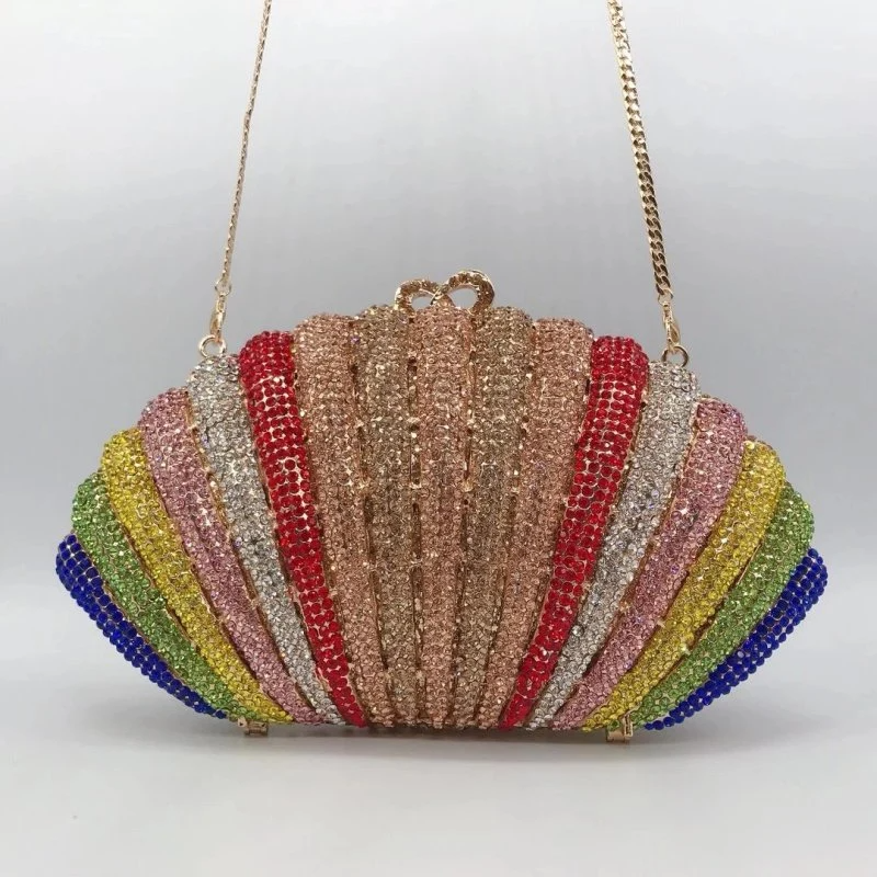 SHG083 Shell Diamond Rhinestone Crystal Evening Bag
