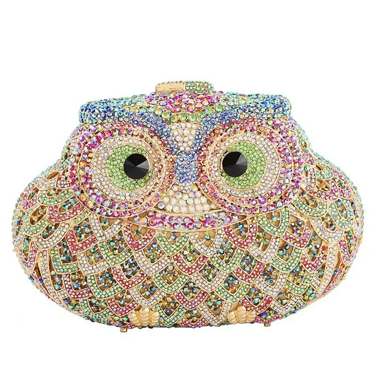 SHG087 Owl Shape Rhinestone Bag