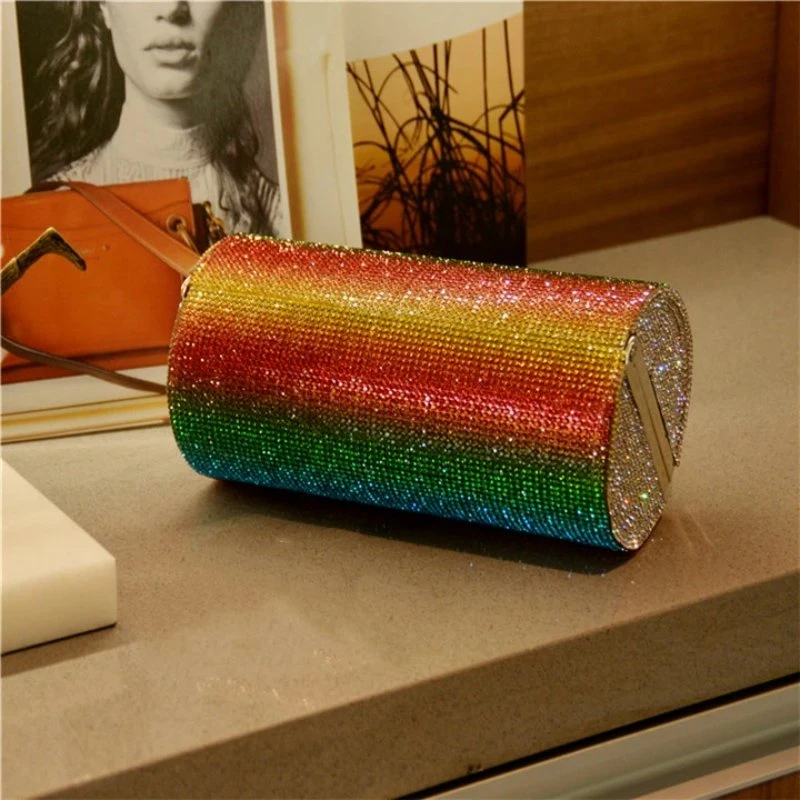 SHG078 Rainbow Rhinestone Evening Bag