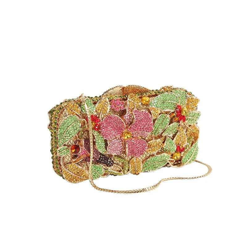 SHG035 Flower Rhinestone Clutch Bag