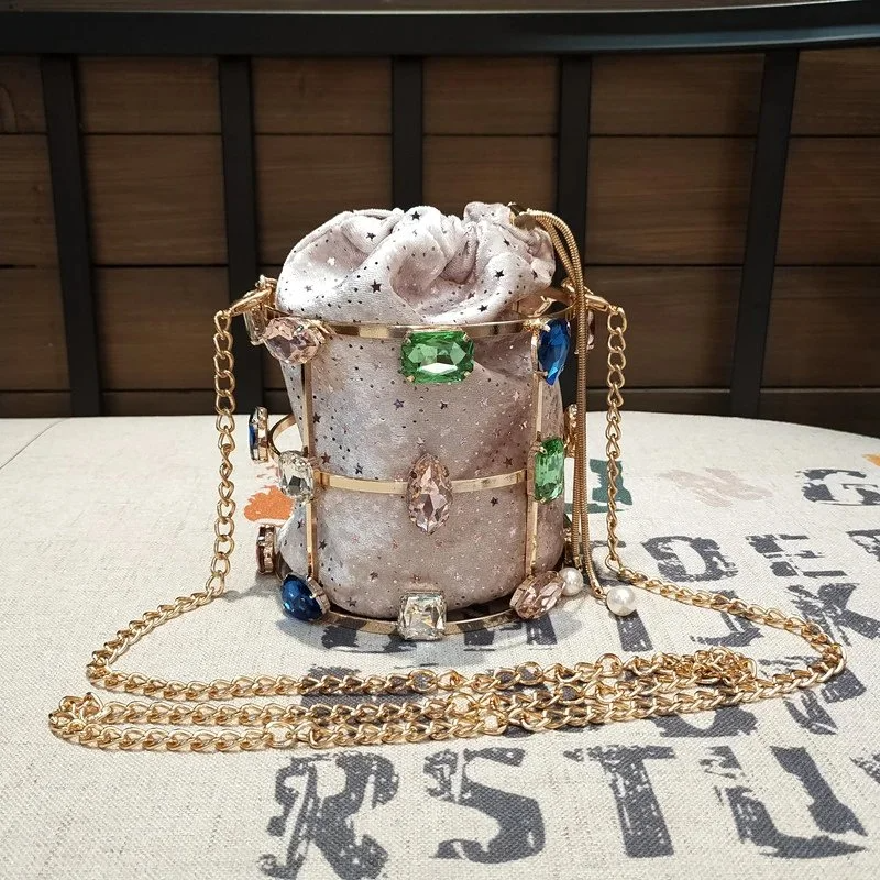 SHG156 Bucket Crystal Clutch Bag