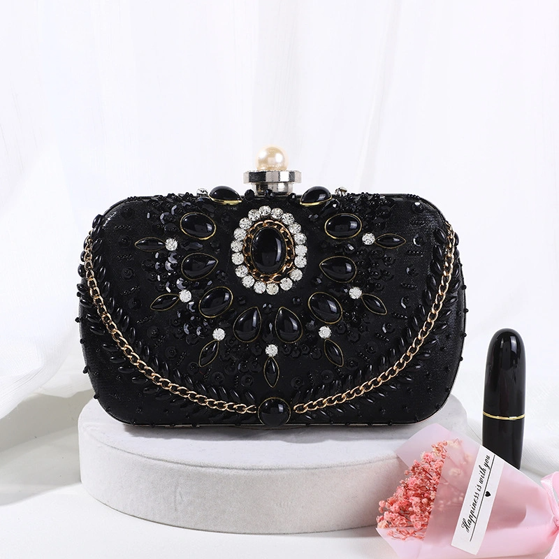 SHG273 Oval Acrylic Chain Satin Women Evening Bag