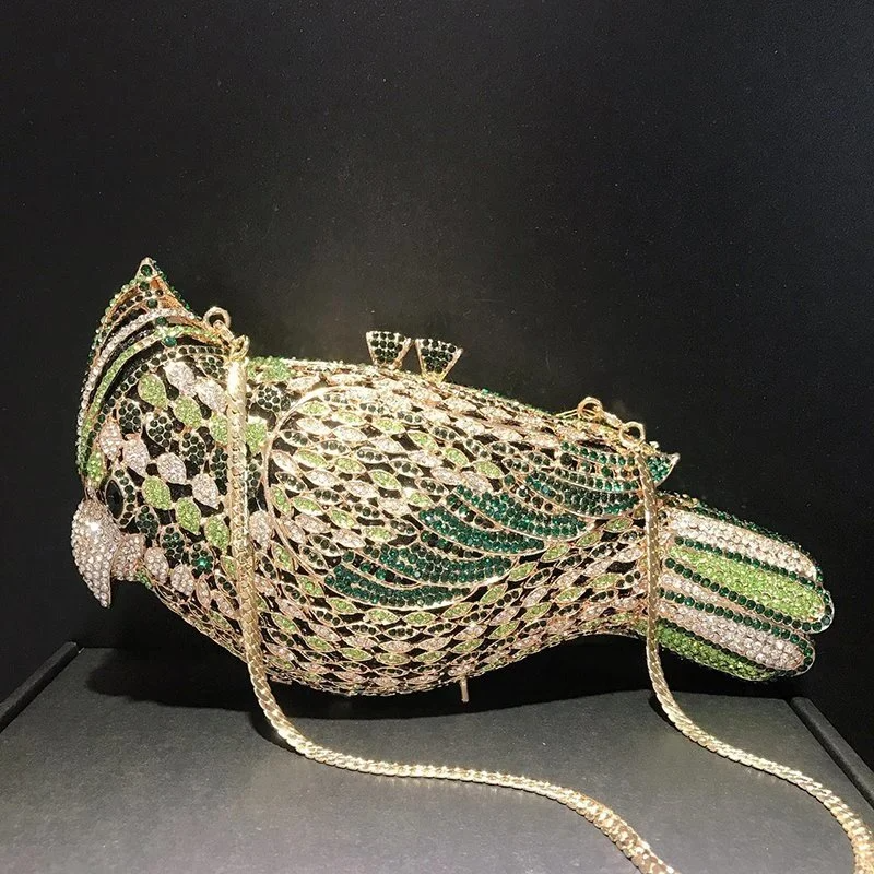 SHG064 Bird Shape Rhinestone Bag