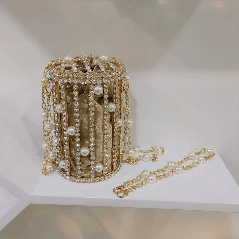 SHG157 Bucket Pearl Evening Handbag