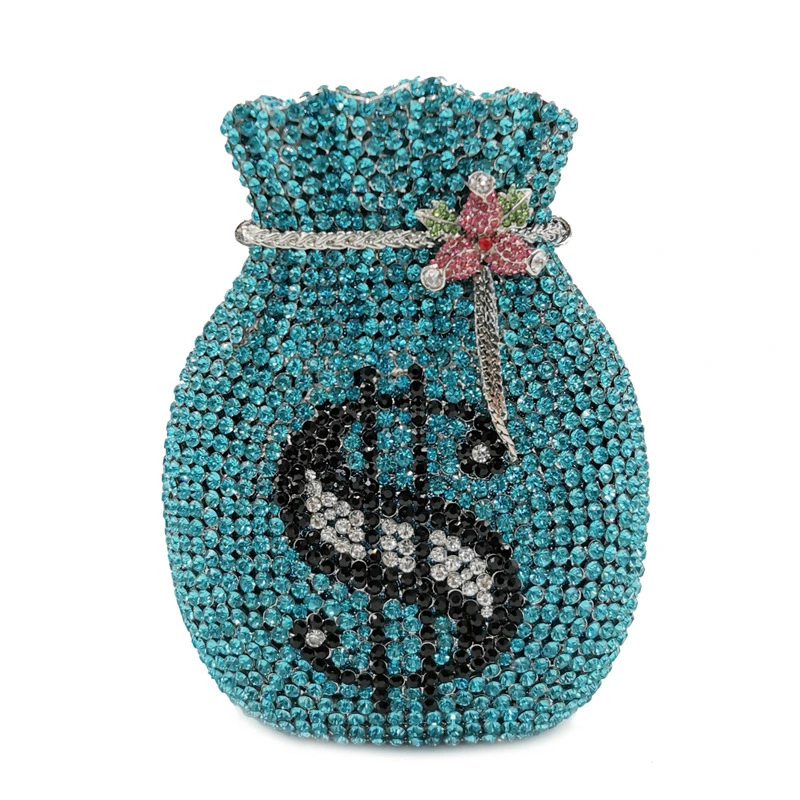 SHG187 Money Rhinestone Evening Bag
