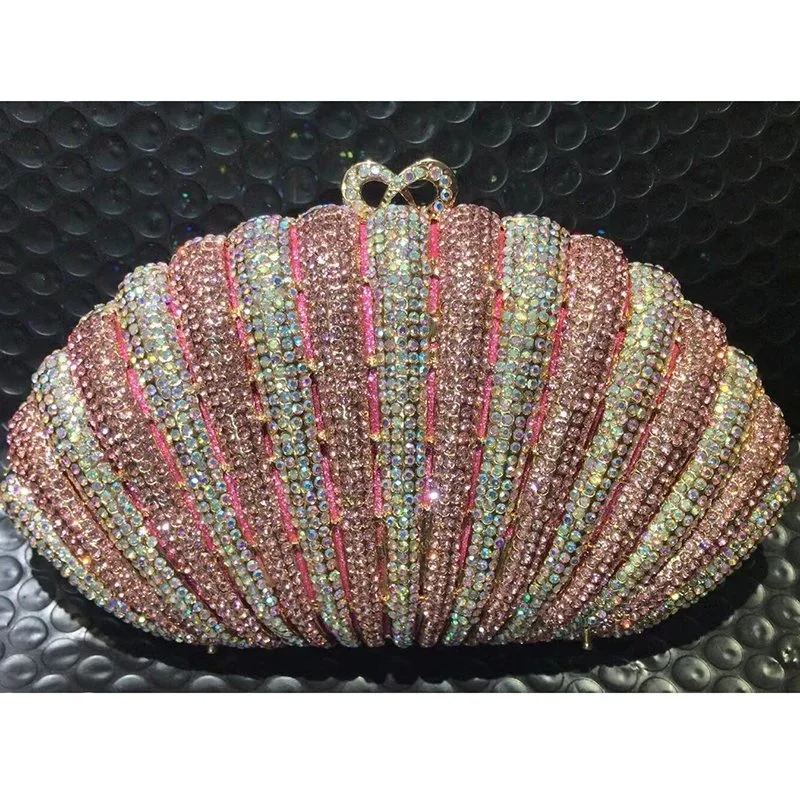 SHG083 Shell Diamond Rhinestone Crystal Evening Bag
