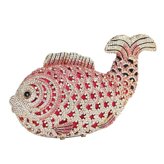 SHG068 Fish Shape Rhinestone Evening Bag