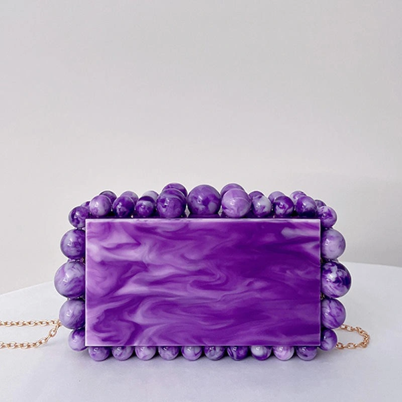 SHK0089 Acrylic Beads Clutch Crossbody Bag