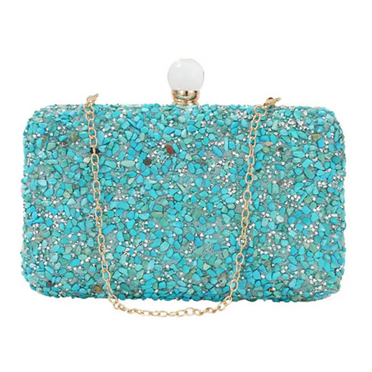 230717 Ladies Stone Evening Clutch Bag