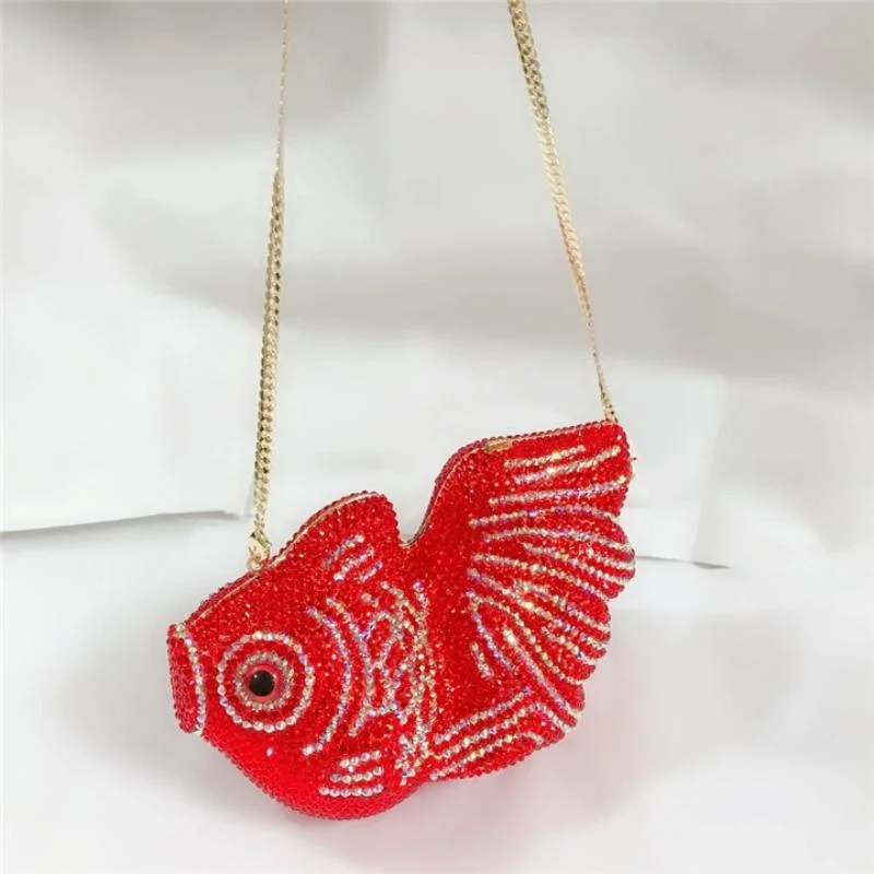 SHG076 Fish Rhinestone Bag
