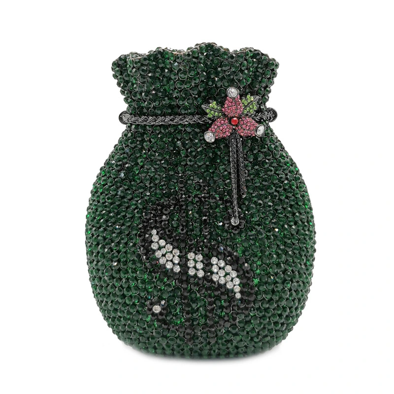 SHG187 Money Rhinestone Evening Bag