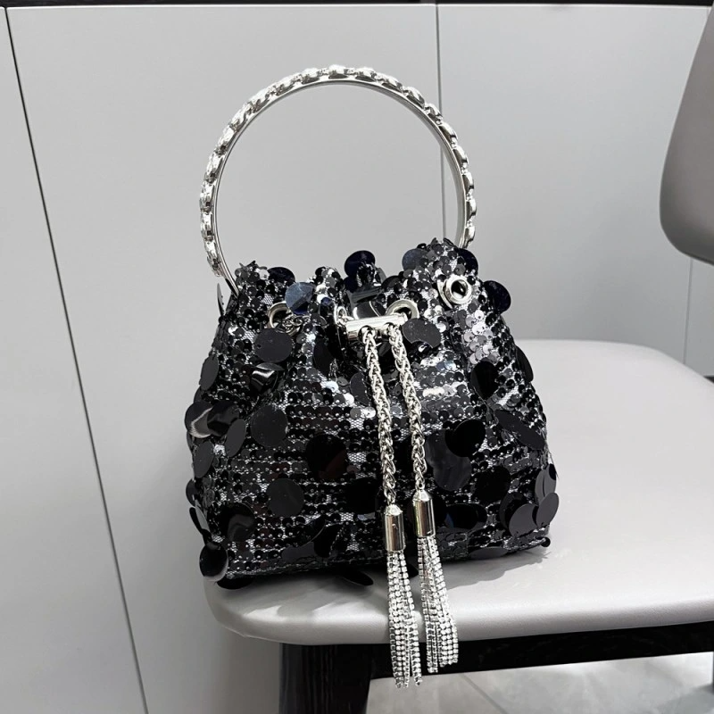 SHG264 Metal Bucket Sequins Evening Bag