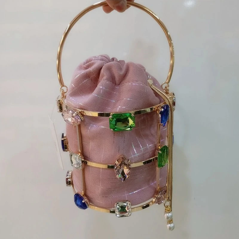 SHG156 Bucket Crystal Clutch Bag