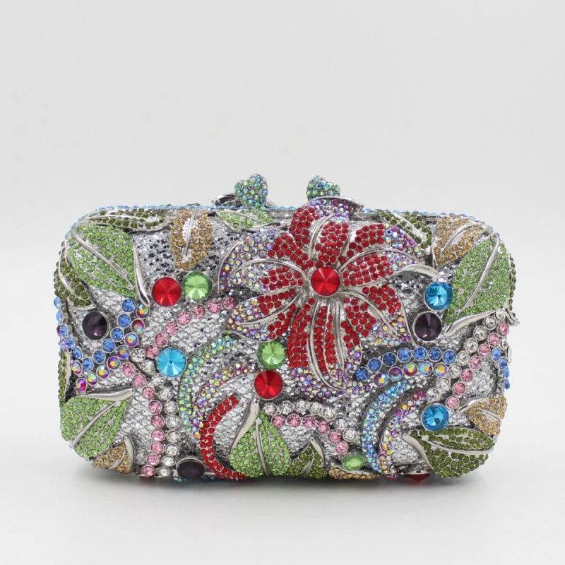 SHG180 Rhinestone Flower Evening Bag