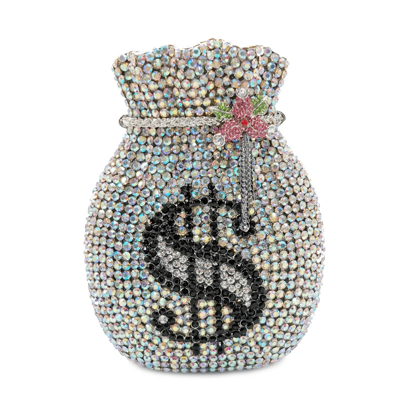SHG187 Money Rhinestone Evening Bag