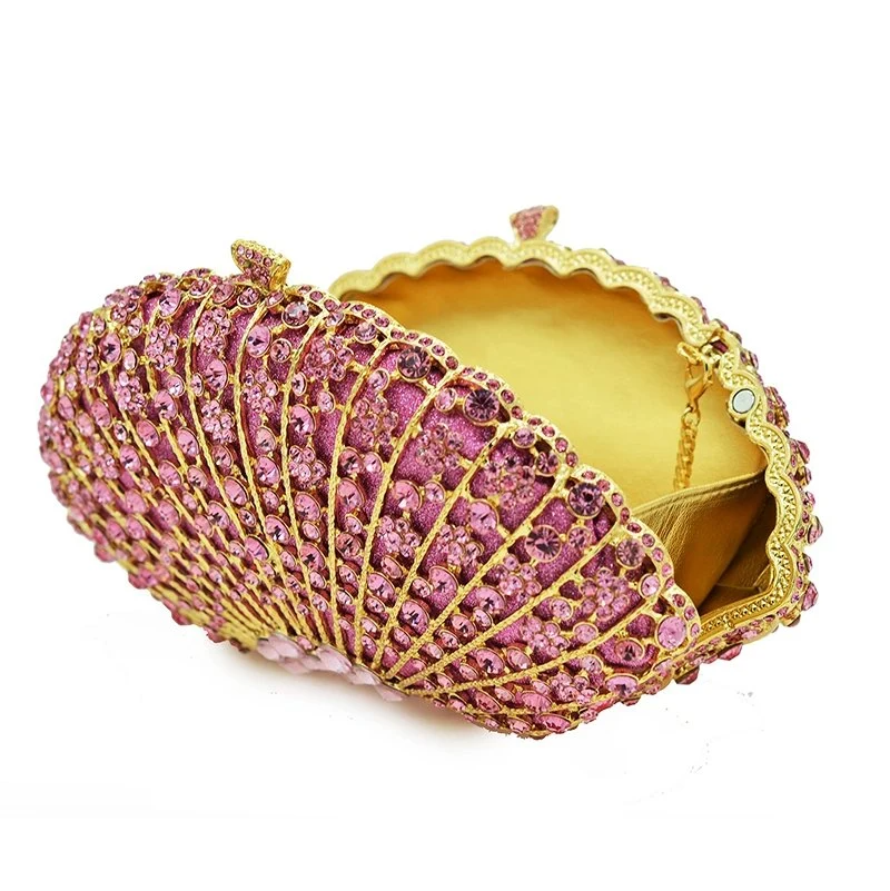 SHG030 Shell Shape Rhinestone Clutch Bag