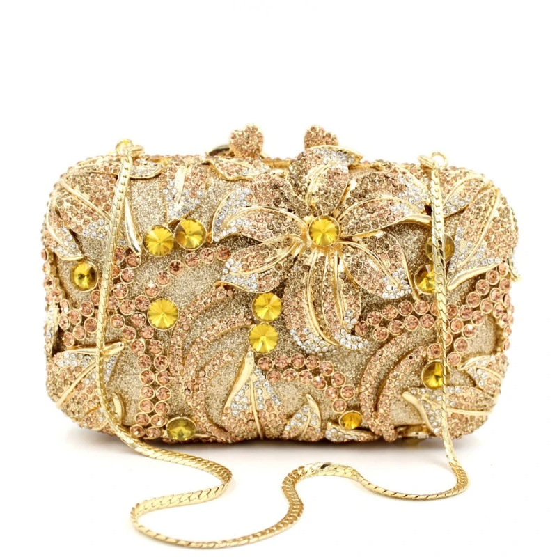 SHG180 Rhinestone Flower Evening Bag