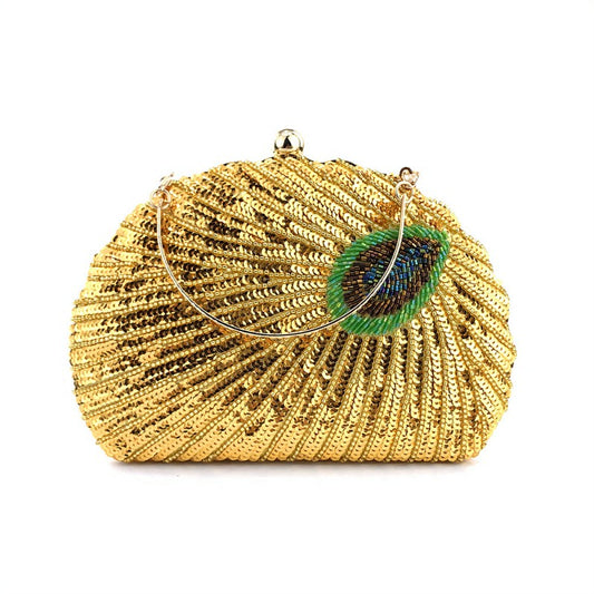 SHK0101 Shell Peacock Beaded Dinner Bag