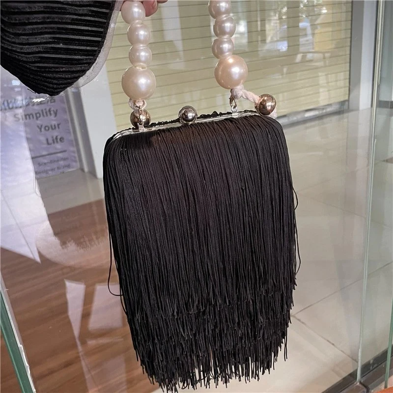 SHG010 Tassel Pearl Handling Bag