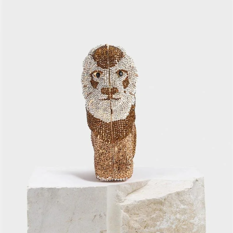 SHG169 Lion Shape Rhinestone Evening Bags