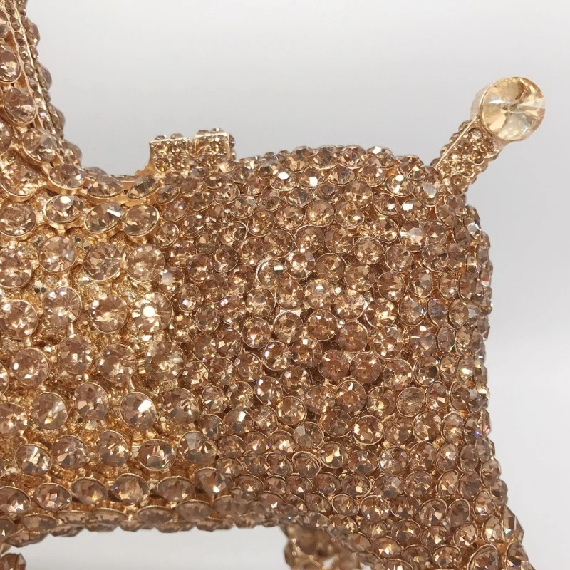 SHG174 Dog Shape Crystal Clutch