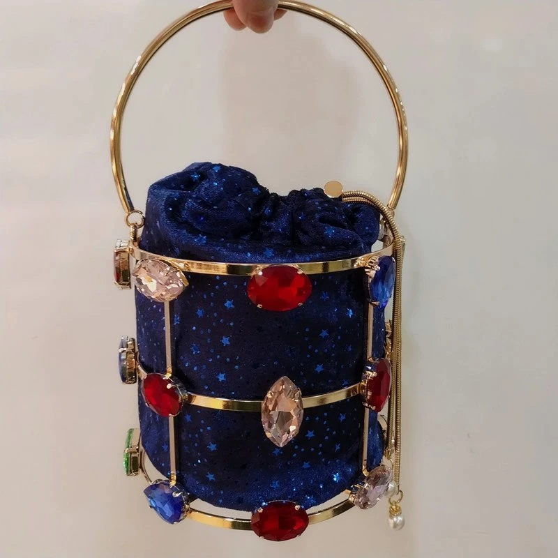 SHG156 Bucket Crystal Clutch Bag