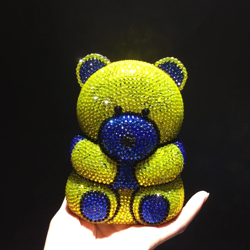 SHG208 Bear Rhinestone Evening Bag