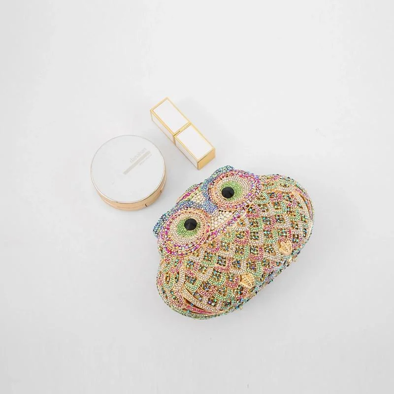SHG087 Owl Shape Rhinestone Bag