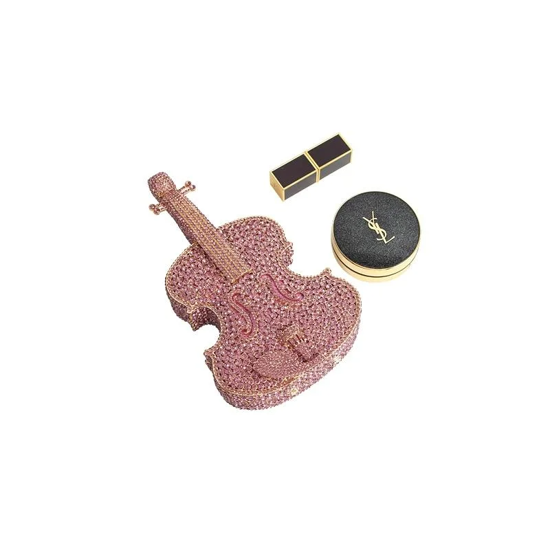 SHG065 Violin Rhinestone Evening Bag