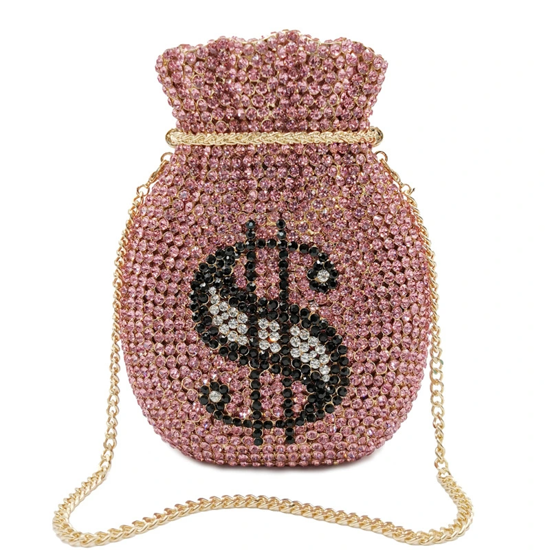 SHG187 Money Rhinestone Evening Bag
