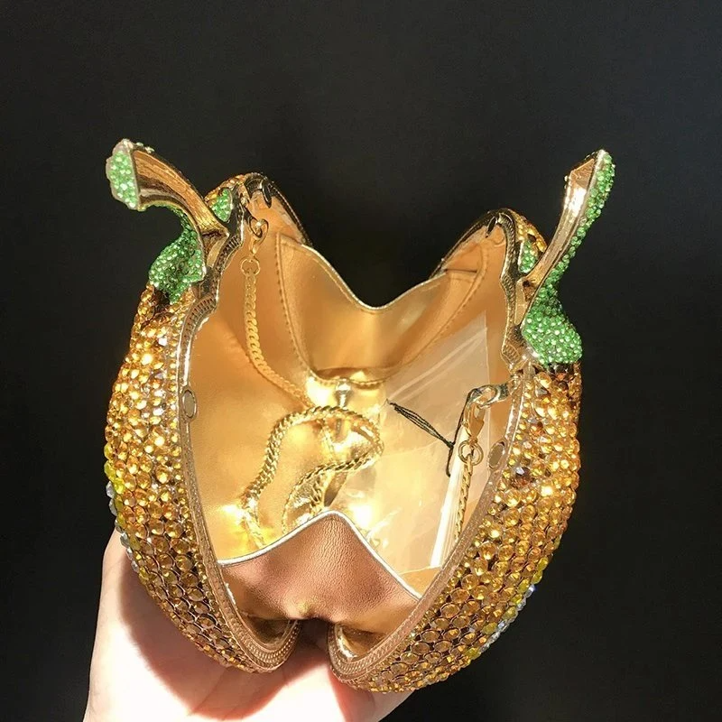 SHG132 Rhinestone Pumpkin Bag