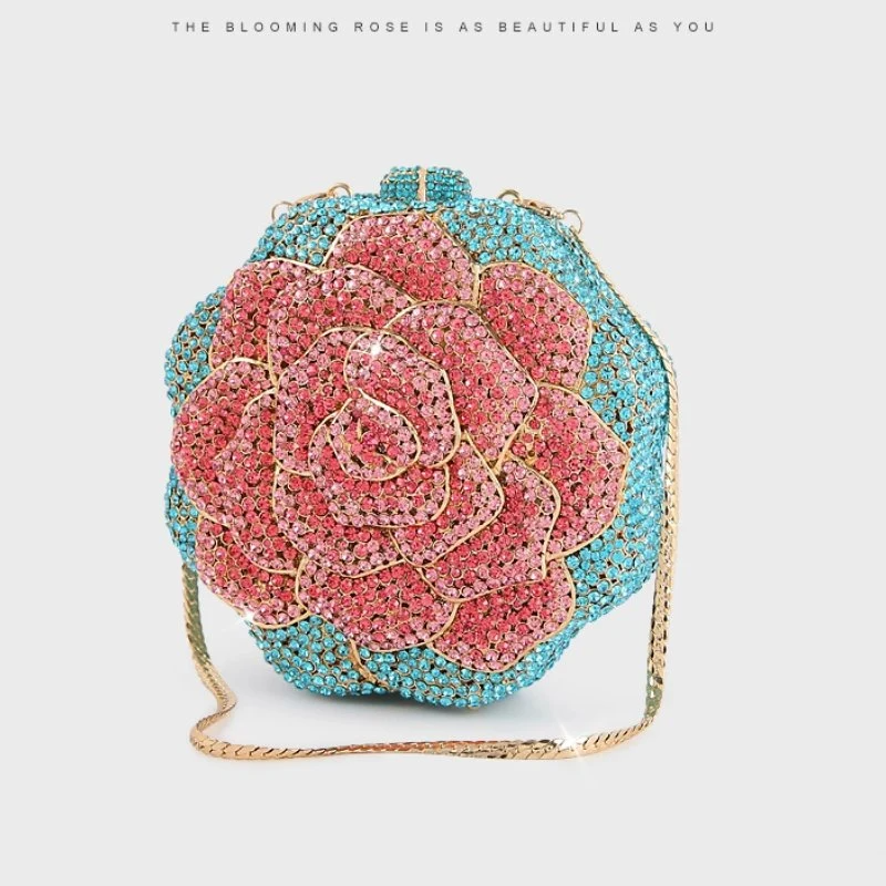 SHG096 Flower Shaped Rhinestone Evening Bag